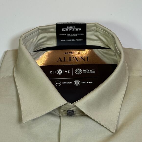 Alfani Men's Slim-Fit Temp Regulating Dress Shirt, Brown Rice 17-17.5 36-37 $65 - Picture 5 of 10